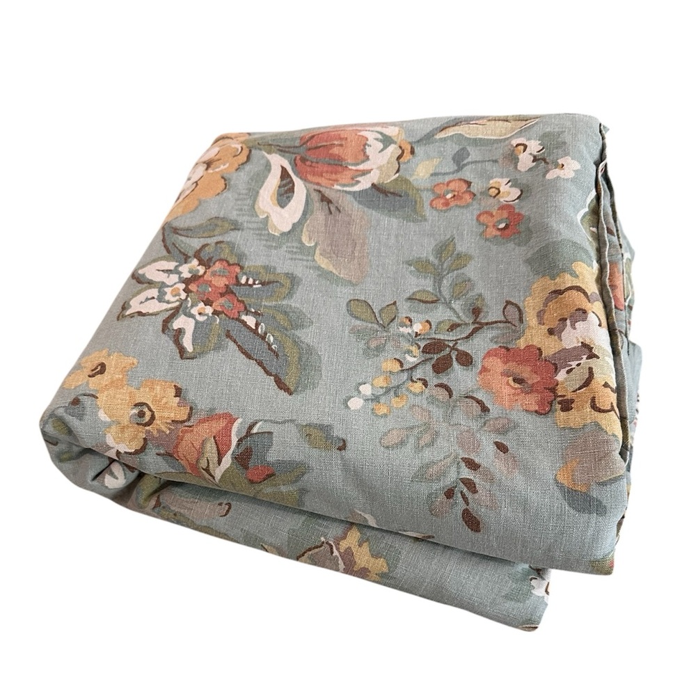 Pottery Barn Vanessa Floral King Duvet Cover Blue Boho Cottagecore Linen Blend